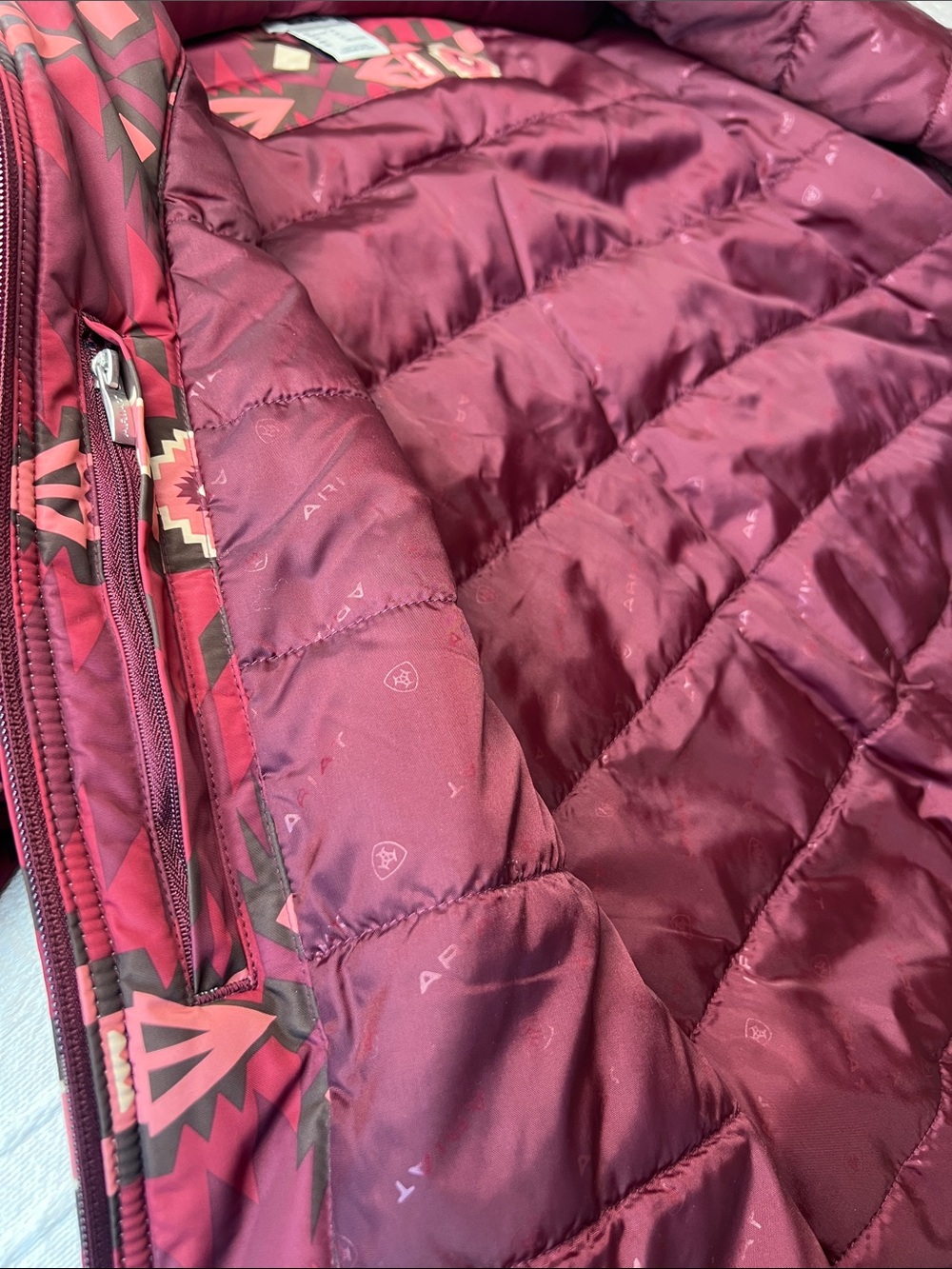 Ariat Women's Wine Red Aztec Quilted Puffer Jacket - Picture 11 of 16